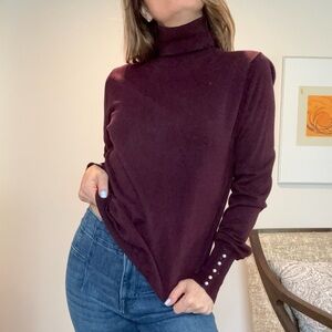 Women's Plum Turtleneck Sweater - Classic Cowl Neck Style